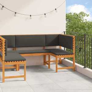 vidaXL Set de Bănci pentru Grădină 3 pcs Maro lemn masiv de acacia imagine