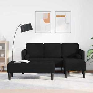 vidaXL Set de canapea 2 pcs Negru 173 x 131 x 67 cm țesătură imagine