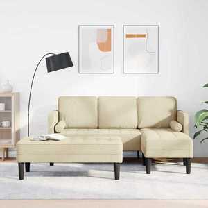 vidaXL Set de canapea 2 pcs Crem 173 x 131 x 67 cm țesătură imagine