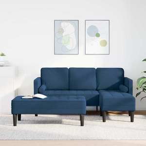 vidaXL Set de canapea 2 pcs Albastru 173 x 131 x 67 cm țesătură imagine