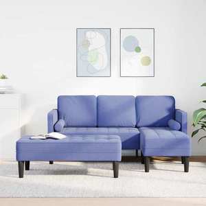 vidaXL Set de canapea 2 pcs Albastru Jeans 173 x 131 x 67 cm țesătură imagine
