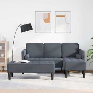 vidaXL Set de canapea 2 pcs Gri închis 173 x 131 x 67 cm Catifea imagine