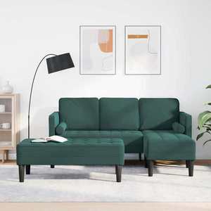 vidaXL Set de canapea 2 pcs Verde închis 173 x 131 x 67 cm Catifea imagine