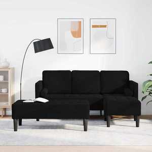 vidaXL Set de canapea 2 pcs Negru 173 x 131 x 67 cm Catifea imagine