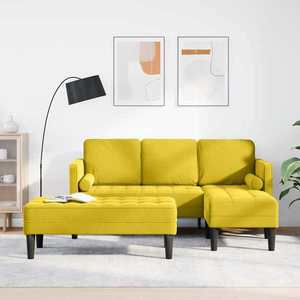 vidaXL Set de canapea 2 pcs Galben 173 x 131 x 67 cm Catifea imagine