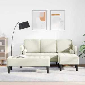 vidaXL Set de canapea 2 pcs Crem 173 x 131 x 67 cm Catifea imagine