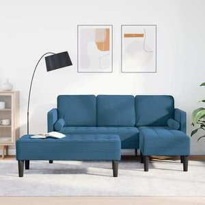 vidaXL Set de canapea 2 pcs albastru 173 x 131 x 67 cm Catifea imagine