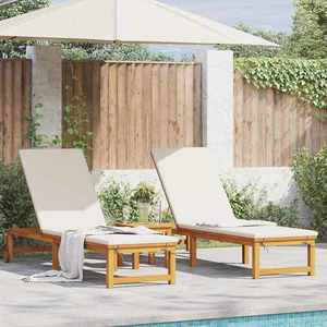 vidaXL Șezlong 2 pcs Maro 53 x 202 x 89cm Lemn masiv de acacia imagine