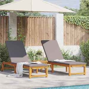 vidaXL Șezlong 2 pcs Maro 53 x 202 x 89cm Lemn masiv de acacia imagine