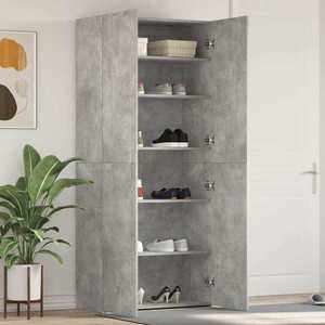 vidaXL Dulap pentru pantofi Gri 80 x 35.5 x 180 cm Lemn compozit imagine