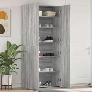 vidaXL Dulap pentru pantofi Gri 80 x 35.5 x 180 cm Lemn compozit imagine