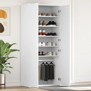 vidaXL Dulap pentru pantofi cu ușă Alb 80 x 39 x 180 cm Lemn compozit imagine