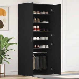 vidaXL Dulap pentru pantofi Negru 80 x 39 x 180 cm Lemn compozit imagine