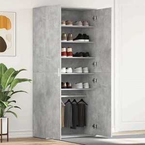 vidaXL Dulap pentru pantofi cu ușă Gri 80 x 39 x 180 cm Lemn compozit imagine
