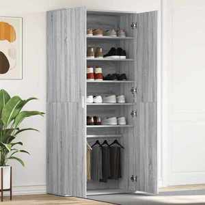 vidaXL Dulap pentru pantofi cu ușă Gri 80 x 39 x 180 cm Lemn compozit imagine