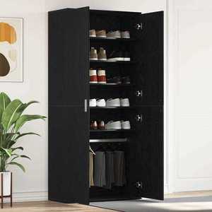 vidaXL Dulap pentru pantofi Negru 80 x 39 x 180 cm Lemn compozit imagine