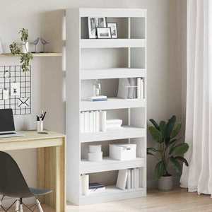 vidaXL Bibliotecă cu raft Alb 80 x 30 x 198 cm Lemn compozit imagine