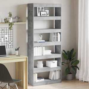 vidaXL Bibliotecă cu raft Gri beton 80 x 30 x 198 cm Lemn compozit imagine