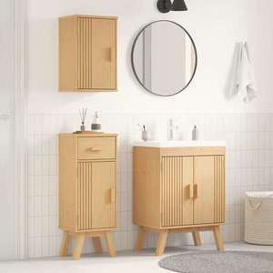 vidaXL Set de Mobilier pentru Baie 3 pcs Maro 114 x 43 x 73.5 cm imagine