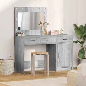 vidaXL Masă de Machiaj cu ușă 2 pcs Gri 40 x 41 x 75 cm Lemn compozit imagine