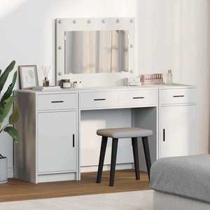 vidaXL Masă de Machiaj cu ușă 3 pcs Alb 40 x 41 x 75 cm Lemn compozit imagine