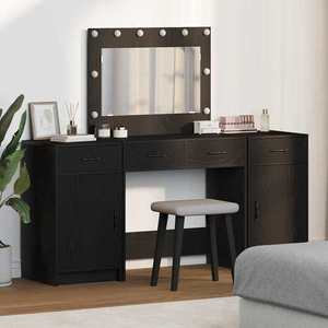 vidaXL Masă de Machiaj 3 pcs Negru 40 x 41 x 75 cm Lemn compozit imagine
