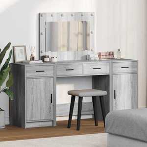vidaXL Masă de Machiaj cu ușă 3 pcs Gri 40 x 41 x 75 cm Lemn compozit imagine