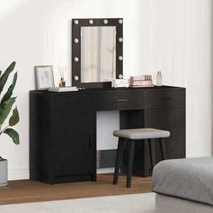 vidaXL Masă de Machiaj 3 pcs Negru 50 x 41 x 135 cm Lemn compozit imagine