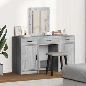 vidaXL Masă de Machiaj cu ușă 3 pcs Gri 50 x 41 x 135 cm Lemn compozit imagine