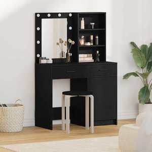 vidaXL Set de Dressing cu sertar 2 pcs Stejar negru 50 x 41 x 135 cm imagine