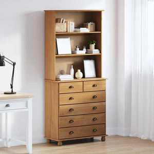 vidaXL Hutch cu sertar ASKIM Maro 91 x 40 x 200.5 cm Lemn masiv de pin imagine