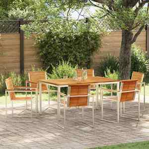 vidaXL Set de masă pentru grădină 7 pcs Lemn masiv de teak imagine