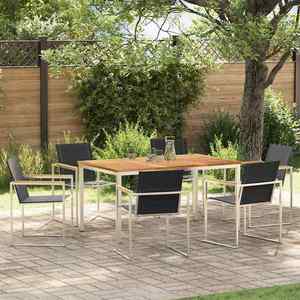 vidaXL Set de masă pentru grădină 7 pcs Lemn masiv de teak imagine