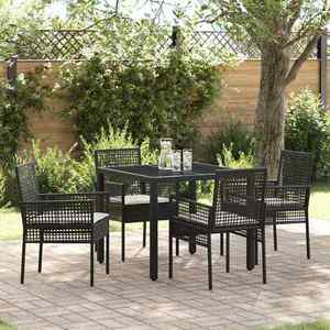 vidaXL Set de masă pentru grădină 5 pcs Negru Rattan poli imagine