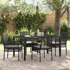 vidaXL Set de masă pentru grădină 5 pcs Negru Rattan poli imagine
