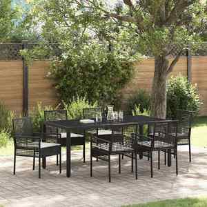 vidaXL Set de masă pentru grădină 7 pcs Negru Rattan poli imagine