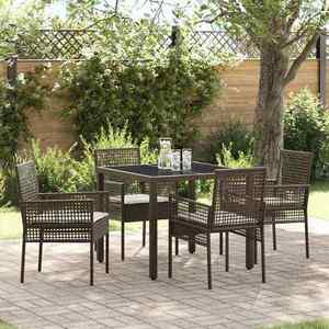 vidaXL Set de masă pentru grădină 5 pcs Maro Rattan poli imagine