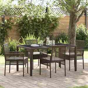 vidaXL Set de masă pentru grădină 5 pcs Maro Rattan poli imagine