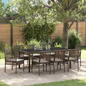 vidaXL Set de masă pentru grădină 9 pcs Maro Rattan poli imagine