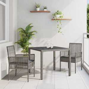 vidaXL Set de masă pentru grădină 3 pcs Gri Rattan poli imagine