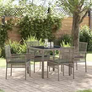 vidaXL Set de masă pentru grădină 5 pcs Gri Rattan poli imagine