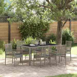 vidaXL Set de masă pentru grădină 7 pcs Gri Rattan poli imagine