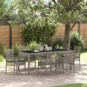 vidaXL Set de masă pentru grădină 7 pcs Gri Rattan poli imagine