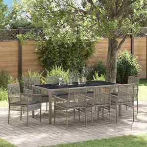 vidaXL Set de masă pentru grădină 9 pcs Gri Rattan poli imagine