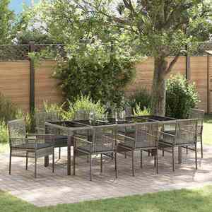 vidaXL Set de masă pentru grădină 9 pcs Gri Rattan poli imagine