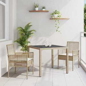 vidaXL Set de masă pentru grădină 3 pcs Bej Rattan poli imagine
