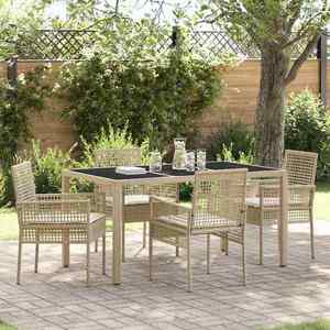 vidaXL Set de masă pentru grădină 5 pcs Bej Rattan poli imagine