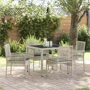 vidaXL Set de masă pentru grădină 5 pcs Gri deschis Rattan poli imagine