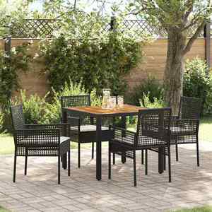 vidaXL Set de masă pentru grădină 5 pcs Negru Rattan poli imagine