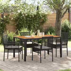 vidaXL Set de masă pentru grădină 5 pcs Negru Rattan poli imagine